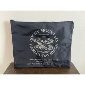 Harley-Davidson Rocky Mountain Littleton Colorado Black Skull Zipper Pouch Bag
